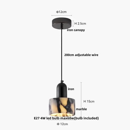 Modern luxury yellow & gray marbled glass pendant light fixture kitchen