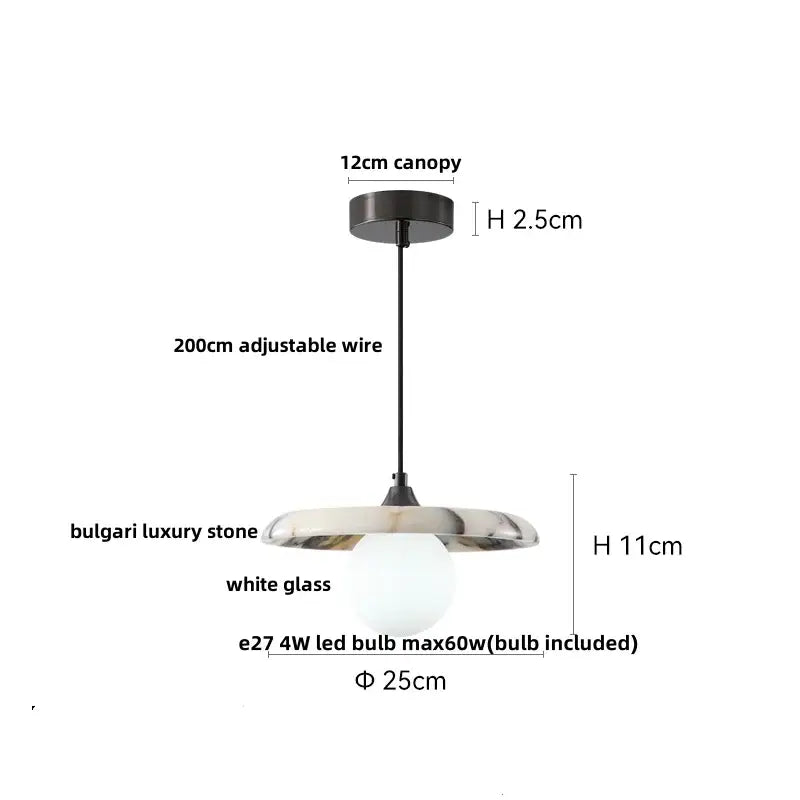 Modern luxury yellow & gray marbled glass pendant light fixture kitchen