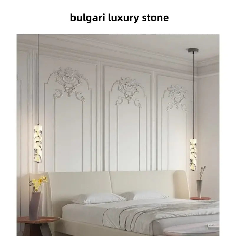 Modern luxury yellow & gray marbled glass pendant light fixture kitchen