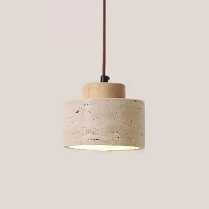 Minimalist beige & brown concrete pendant light fixture kitchen