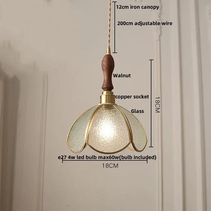 Vintage brass and textured glass pendant light fixture dining room
