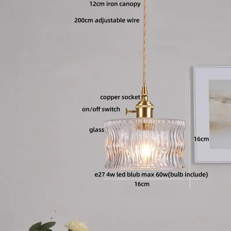 Vintage green glass & brass led pendant light – dining room