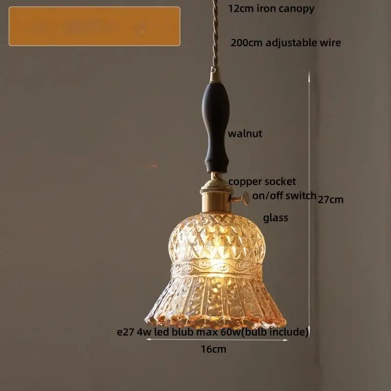 Vintage green glass & brass led pendant light – dining room
