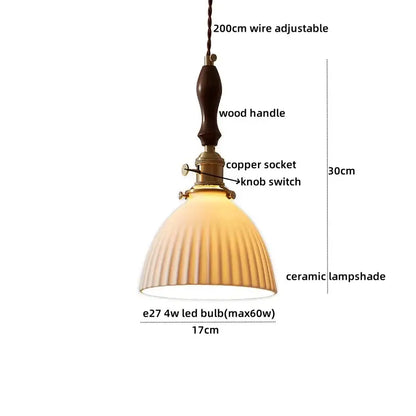 Modern patterned glass led pendant light kitchen wood and brass