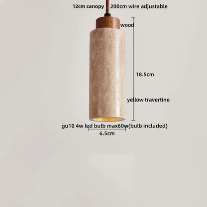 Yellow travertine and copper led pendant light kitchen hanging lamp