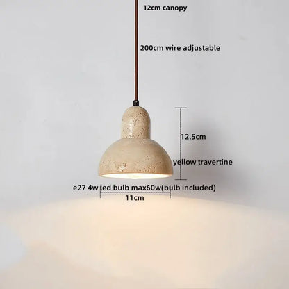 Yellow travertine and copper led pendant light kitchen hanging lamp