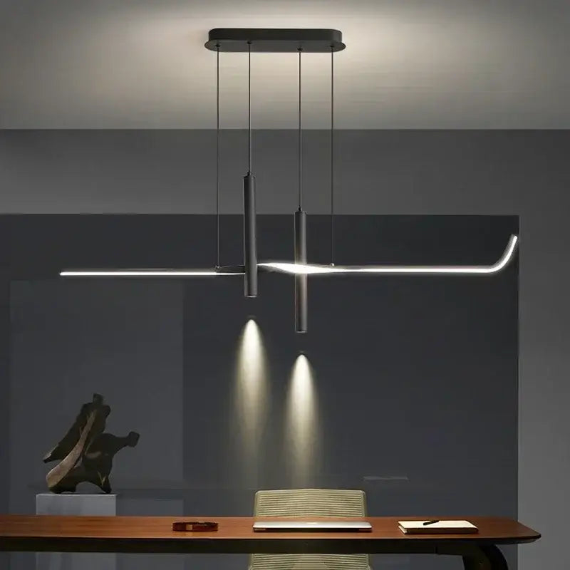 Modern black minimalist led pendant light for dining room