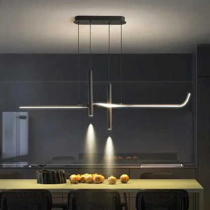 Modern black minimalist led pendant light for dining room