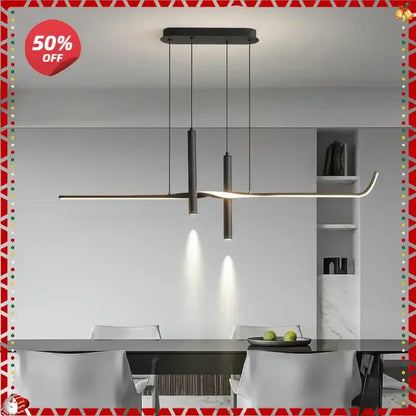 Modern black minimalist led pendant light for dining room