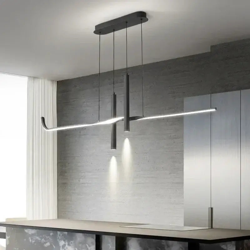 Modern black minimalist led pendant light for dining room