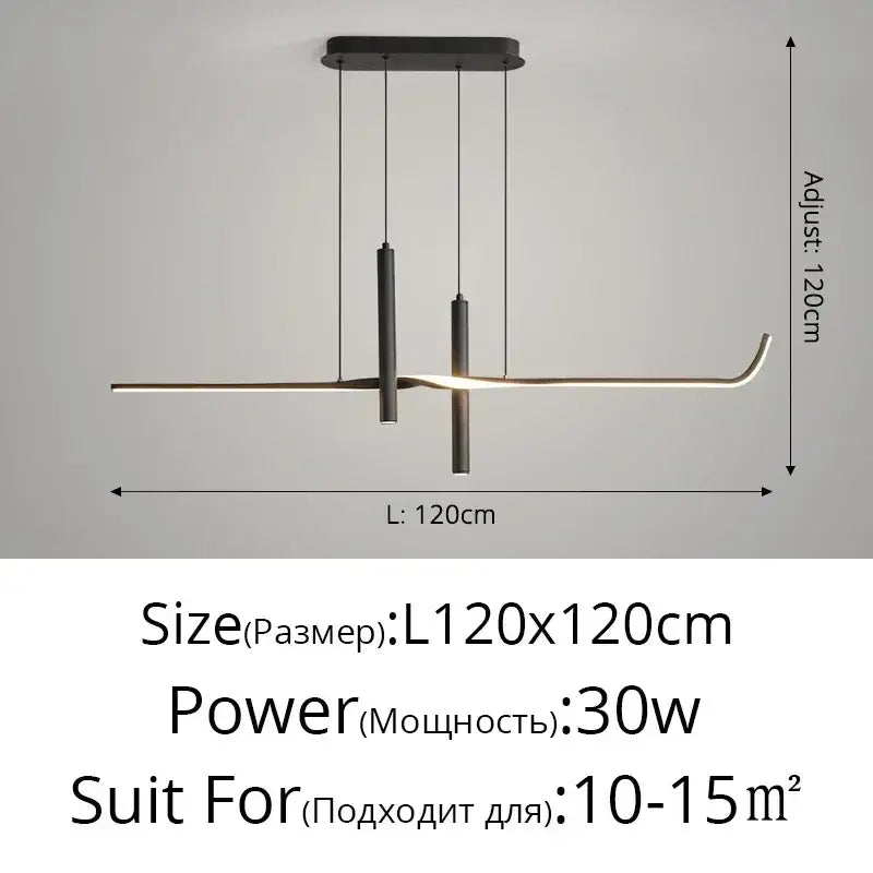 Modern black minimalist led pendant light for dining room