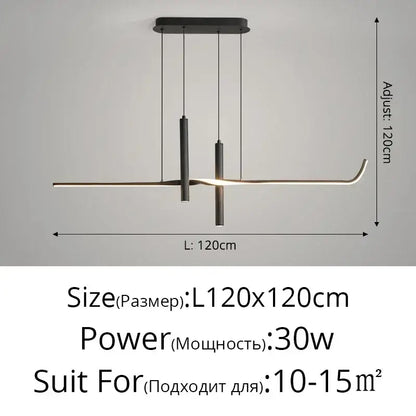 Modern black minimalist led pendant light for dining room