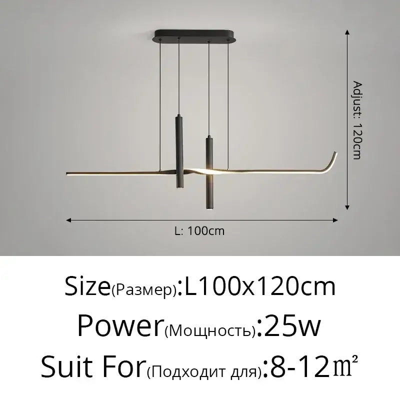 Modern black minimalist led pendant light for dining room