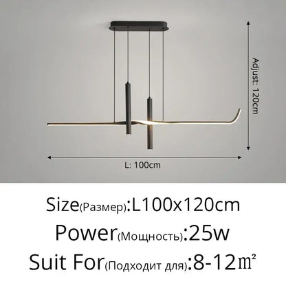 Modern black minimalist led pendant light for dining room