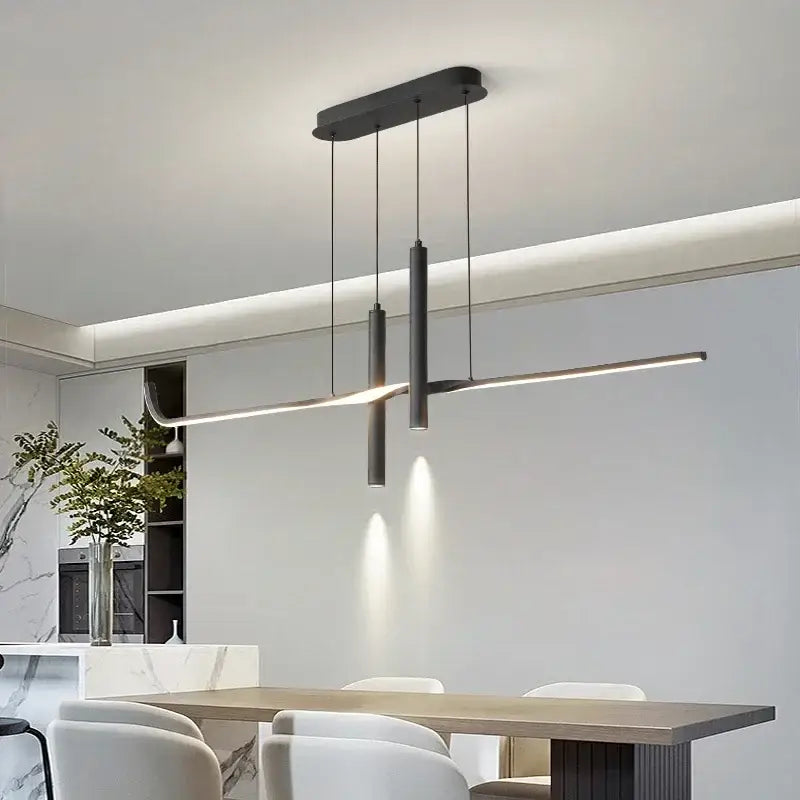 Modern black minimalist led pendant light for dining room