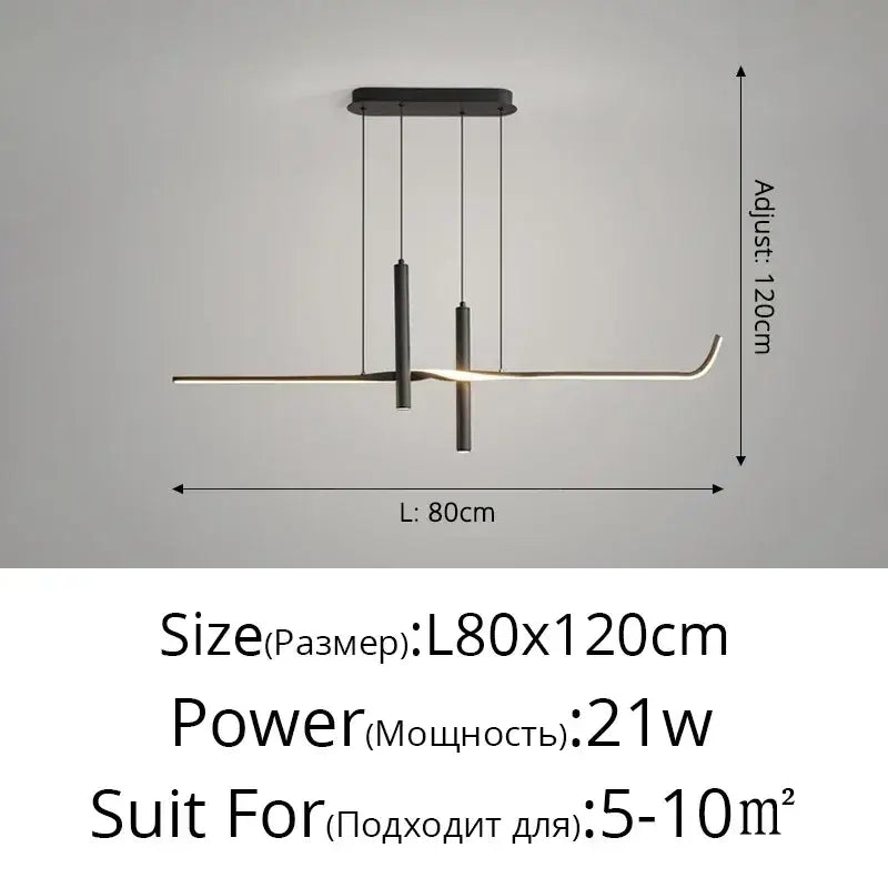 Modern black minimalist led pendant light for dining room