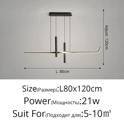 Modern black minimalist led pendant light for dining room