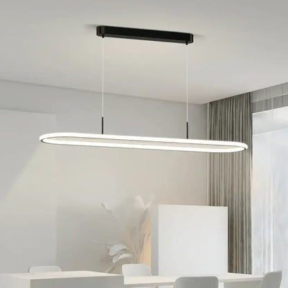 Modern black oval led pendant light for dining room kitchen