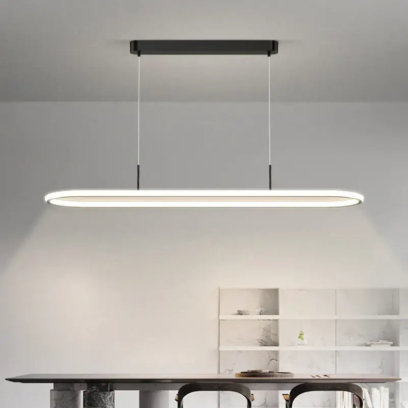 Modern black oval led pendant light for dining room kitchen