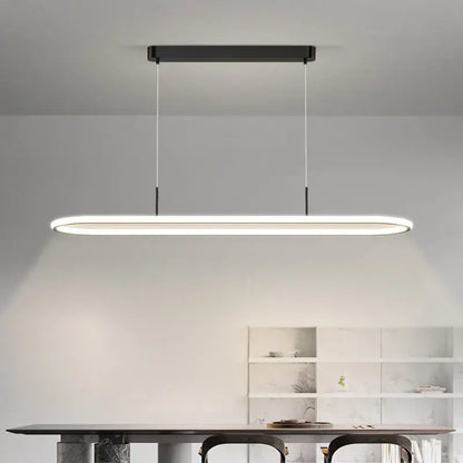 Modern black oval led pendant light for dining room kitchen