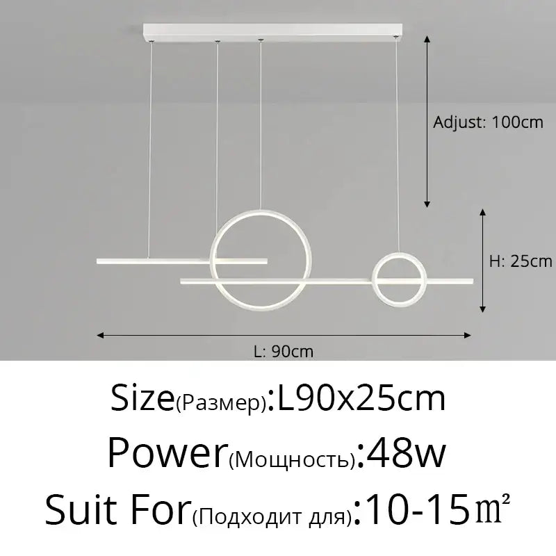 Modern minimalist black led pendant light for kitchen and dining room