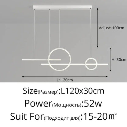 Modern minimalist black led pendant light for kitchen and dining room