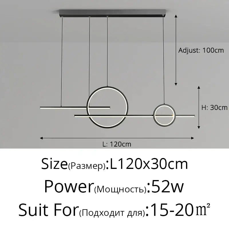Modern minimalist black led pendant light for kitchen and dining room