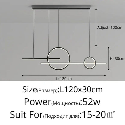 Modern minimalist black led pendant light for kitchen and dining room