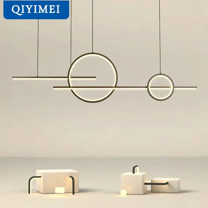 Modern minimalist black led pendant light for kitchen and dining room