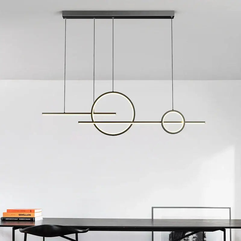 Modern minimalist black led pendant light for kitchen and dining room