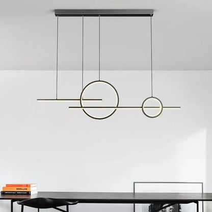 Modern minimalist black led pendant light for kitchen and dining room
