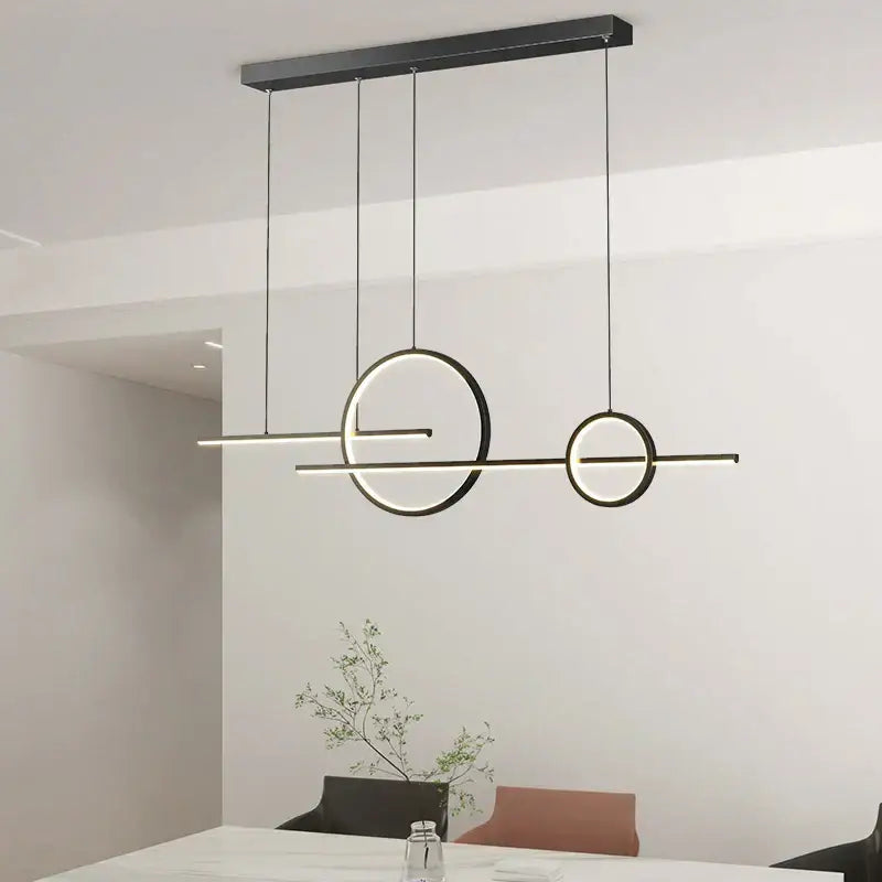 Modern minimalist black led pendant light for kitchen and dining room