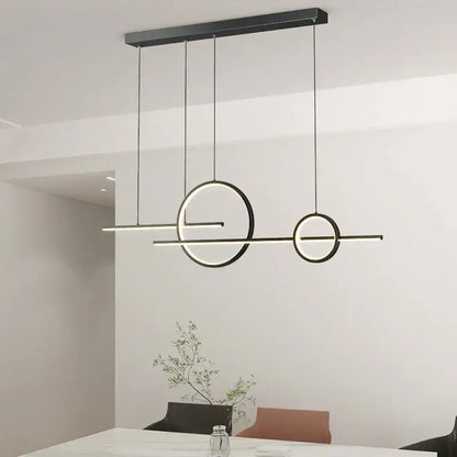 Modern minimalist black led pendant light for kitchen and dining room