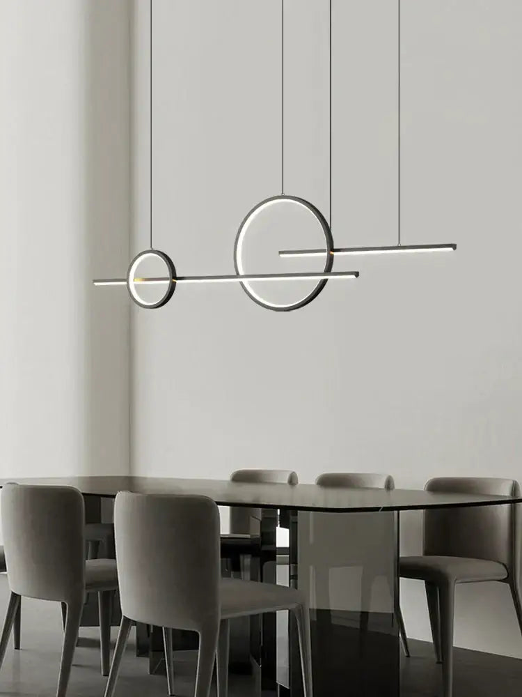 Modern minimalist black led pendant light for kitchen and dining room
