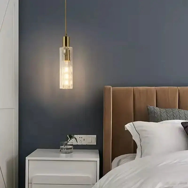 Modern gold textured glass led pendant light bedroom bedside lamp