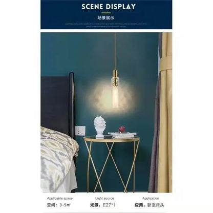 Modern gold textured glass led pendant light bedroom bedside lamp