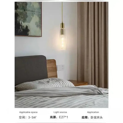Modern gold textured glass led pendant light bedroom bedside lamp