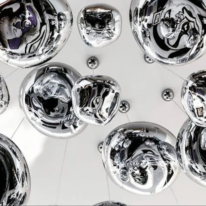 Modern silver bubble glass led pendant light for living room
