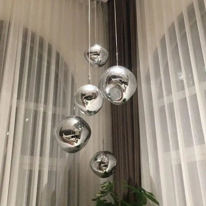 Modern silver bubble glass led pendant light for living room