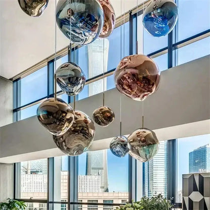 Modern silver bubble glass led pendant light for living room