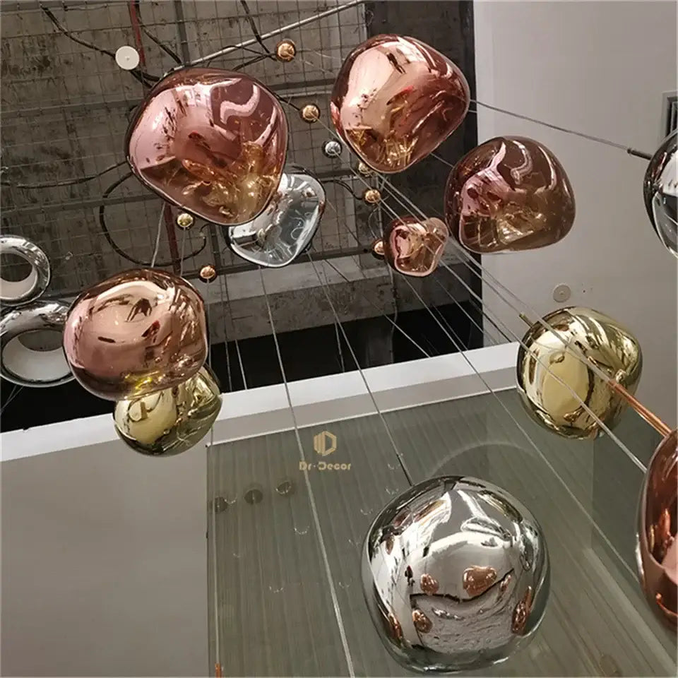 Modern silver bubble glass led pendant light for living room