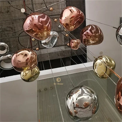 Modern silver bubble glass led pendant light for living room