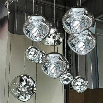 Modern silver bubble glass led pendant light for living room