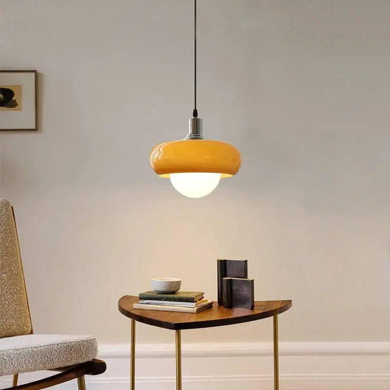 Modern yellow glass led pendant light for bedroom and dining room