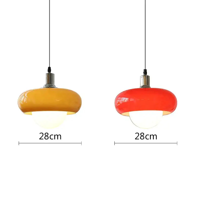 Modern yellow glass led pendant light for bedroom and dining room