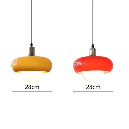 Modern yellow glass led pendant light for bedroom and dining room