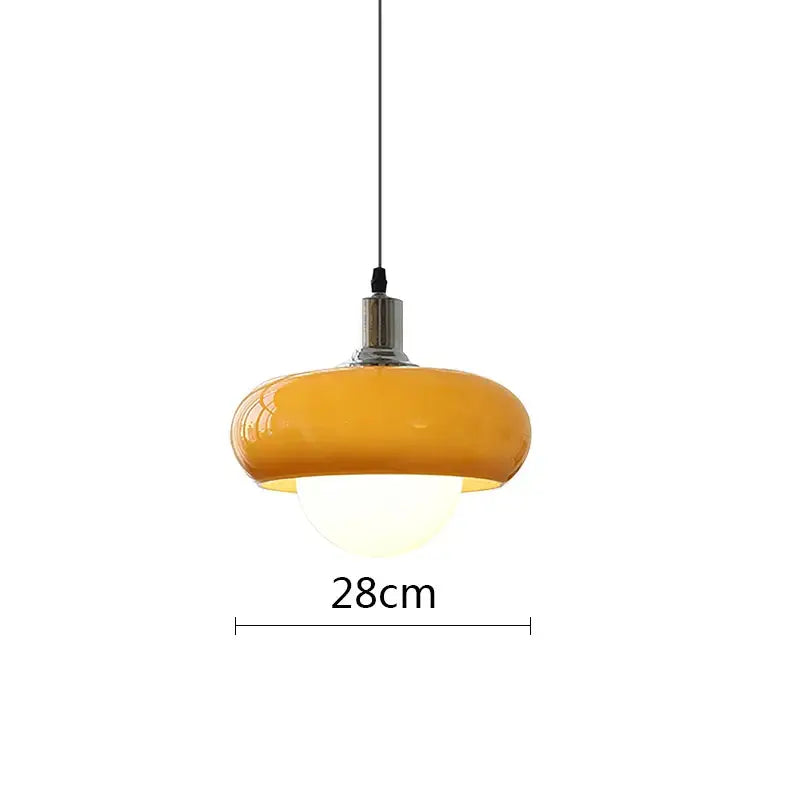 Modern yellow glass led pendant light for bedroom and dining room