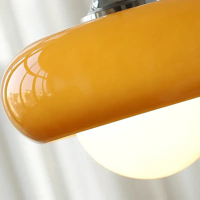 Modern yellow glass led pendant light for bedroom and dining room