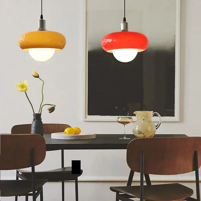 Modern yellow glass led pendant light for bedroom and dining room