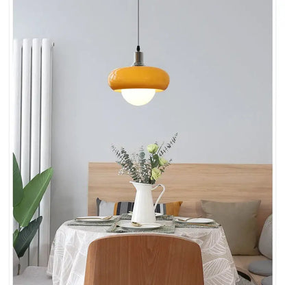 Modern yellow glass led pendant light for bedroom and dining room